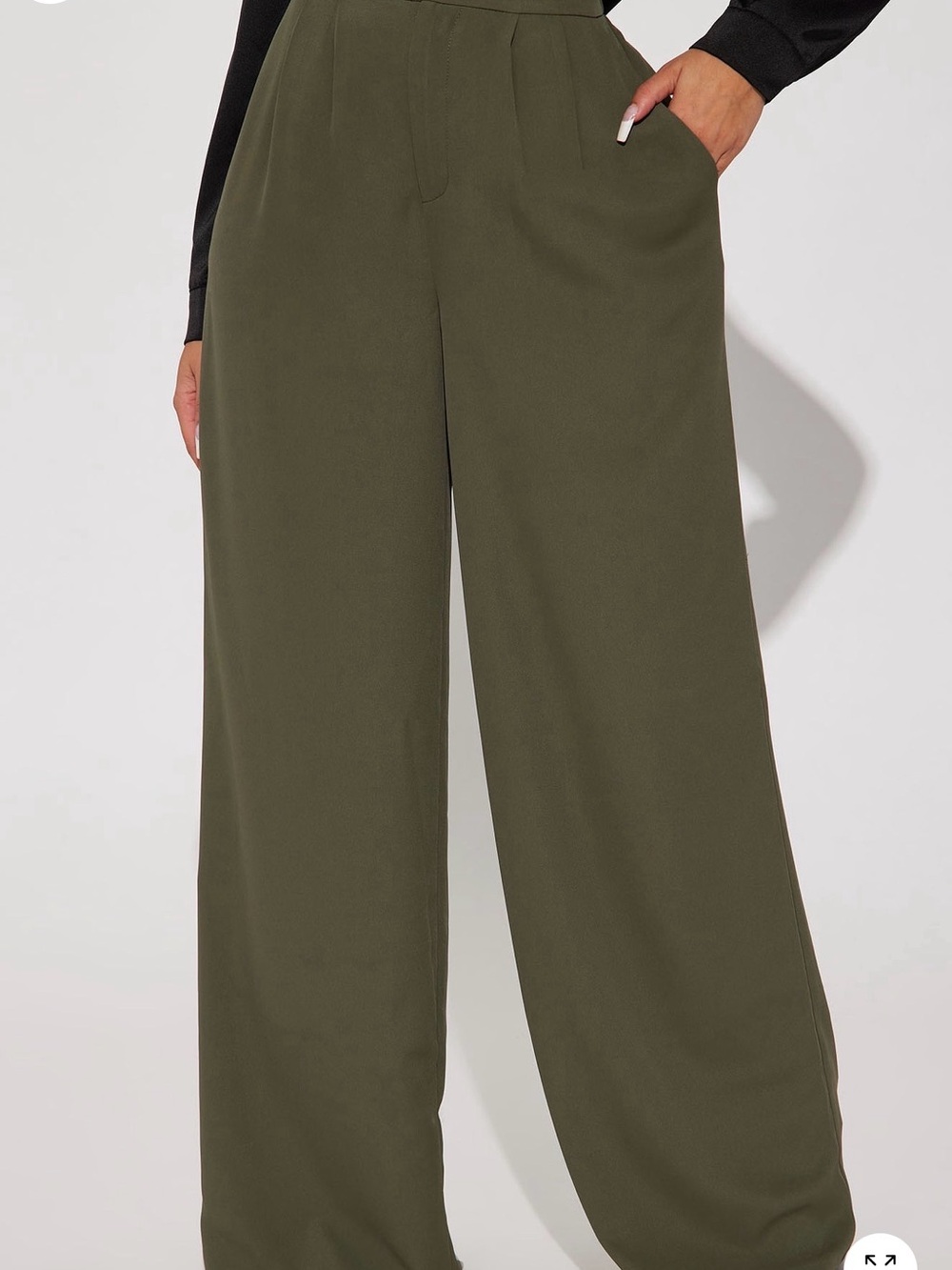 Fashion Nova Olive Green Wide Leg High-Rise Pants - Picture 1 of 4
